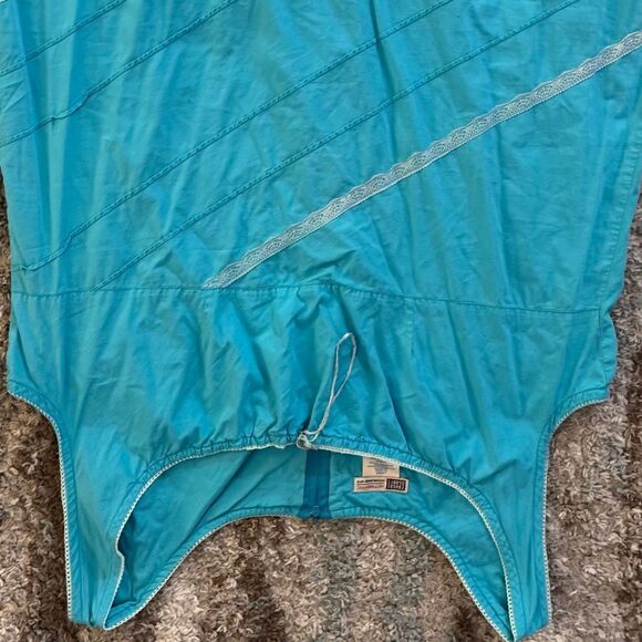Vintage Faded Glory Y2K Turquoise Cotton Milkmaid Dress XL - Picture 2 of 5
